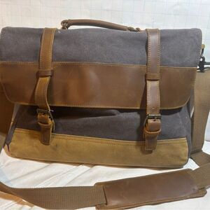 Waxed canvas and leather Laptop/ Messenger Bag